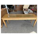 Wooden Table With Glass Inset Top