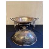 Silver-Plated Serving Dish with Ornate Stand