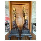 Pair of Gilded Wooden Statues