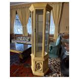 Tall Cream Corner Curio Cabinet With Lighting