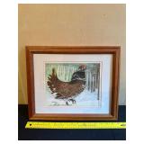 Framed Grouse Artwork with Wooden Frame