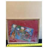 Framed Abstract Artwork With Red Background