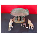 Hand-Painted Monkey Figurine Set with Leaf Dish