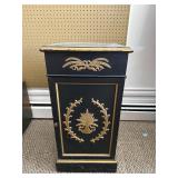 Black Painted Wooden Cabinet With Gold Accents