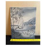 Monochromatic Painting of Sailboat With Trees