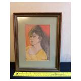 Framed Portrait with Artist Signature and Date