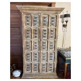 Rustic Wooden Cabinet with Carved Panels
