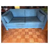 Blue Upholstered Sofa With Cushions