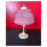 Table Lamp with Pink Glass Shade