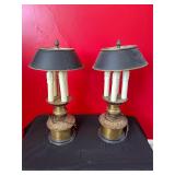 Pair of Vintage Brass Electric Lamps