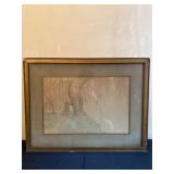 Framed Watercolor Landscape With Artist Signature