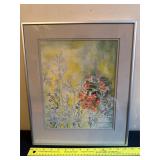 Framed Floral Watercolor by Betty B. White
