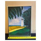 Lighthouse Landscape Painting w Artist Signature