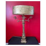 Neoclassical Brass Table Lamp With Candelabra Arms