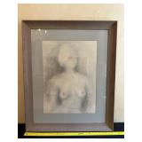 Framed Female Nude Artwork With Artist Signature