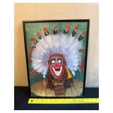 Framed Clown Painting With Artist Signature