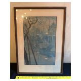 Framed Artwork Titled ï¿½By Shikowï¿½ in Blue Tones