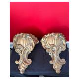 Pair of Gold Tone Wall Sconce Planters