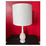 White Ceramic Table Lamp with Embossed Base