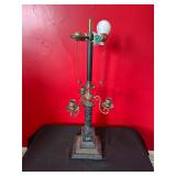 Brass and Marble Table Lamp with Candle Holders