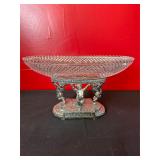 Silver-Plated Cherub Stand With Cut Glass Bowl