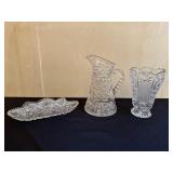 Set of Three Cut Glass Decorative Pieces