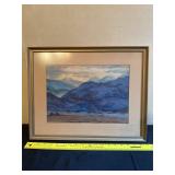Framed Landscape Watercolor by Alma Jordan Hauser