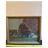 Framed Landscape Print With Gold-Toned Frame