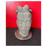 Carved Chinese Head Sculpture with Markings