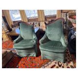 Pair of Green Upholstered Armchairs