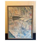 Framed Landscape Painting Signed by Julia Flory