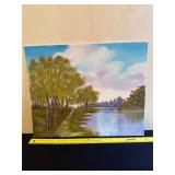 Oil Painting Depicting a River Landscape