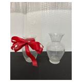 Set of Two Clear Glass Flower Vases