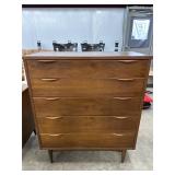 Mid-Century Five-Drawer Wood Dresser