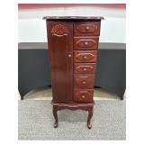 Wooden Jewelry Armoire With Side Door and Drawers