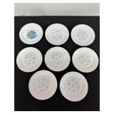 Set of 8 Corelle by Corning Blue Floral Plates