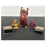 Lot of Three Figurines and Two Painted Boxes