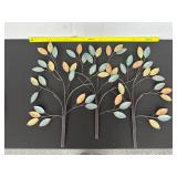 Metal Wall Art Panel with Leaf Motif