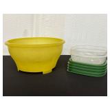 Assortment of plastic Food Containers & Strainer