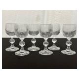 Set of 6 Clear Stemmed Liquor Cordial Glasses