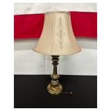 Brass Table Lamp With Embroidered Fabric Shade