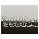 Set of Clear Glass Goblets and Stemware