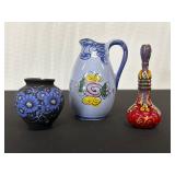 Set of Three Hand-Painted Miniature Vessels