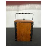 Wooden Icebox with Metal Handle and Removable Lid