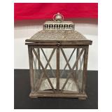 Wood and Metal Framed Lantern with Glass Panels