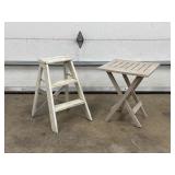 Wooden Folding Table and Step Ladder Set