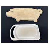 Set of Two Cutting Boards in Wood and Plastic