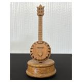 Vintage Wooden Banjo Music Box