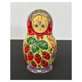 Russian Nesting Doll Set with Strawberry Motif