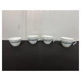 Set of Four Porcelain Teacups w Floral Design